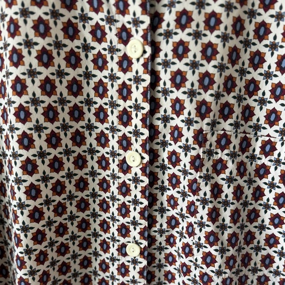 Vintage White Stag Pattern Button Up Shirt Retro Floral Print Blouse - Picture 4 of 10